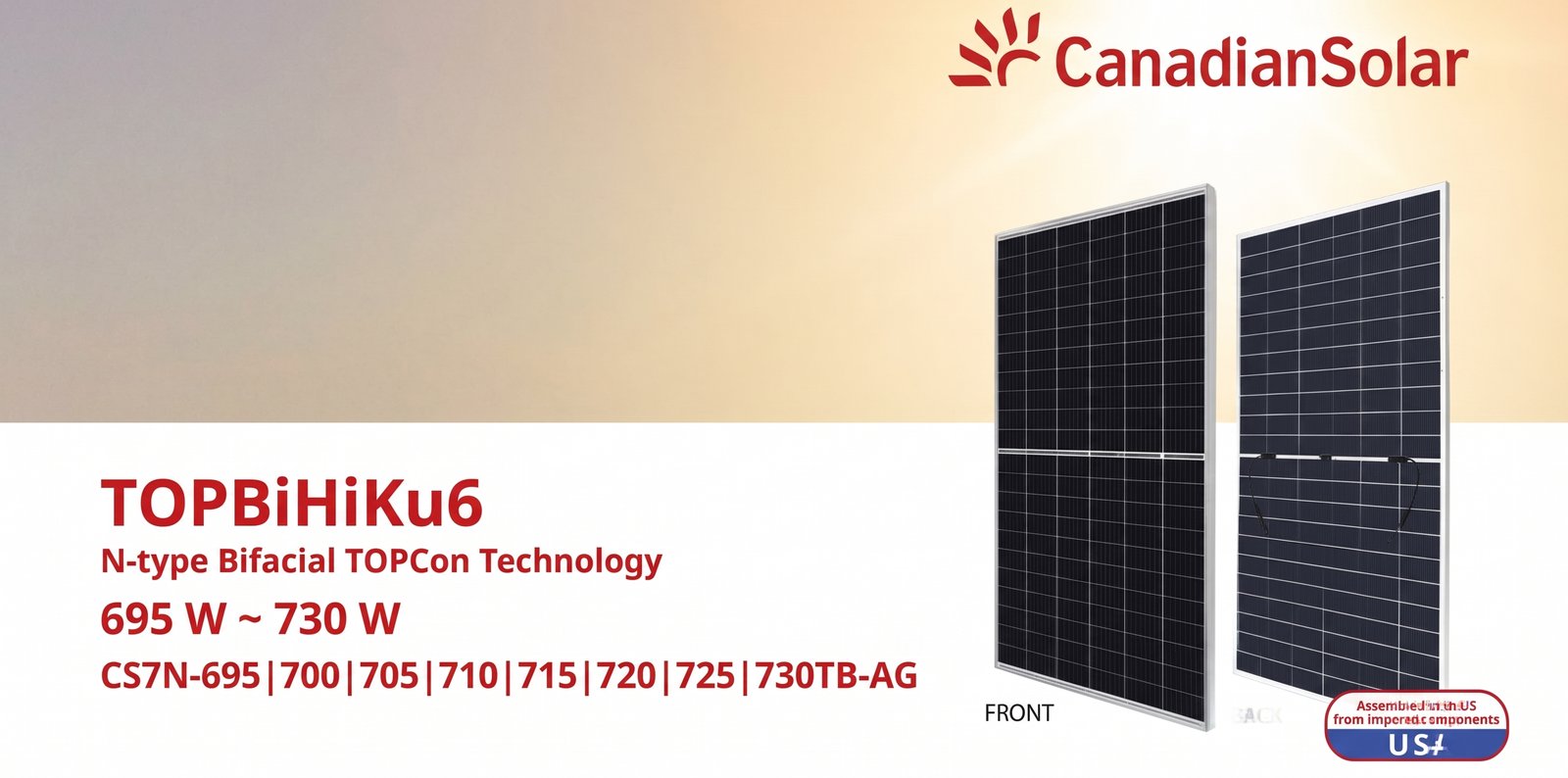 Canadian Solar TOPBiHiKu7 715W N-Type TOPCon Bifacial Solar Panel