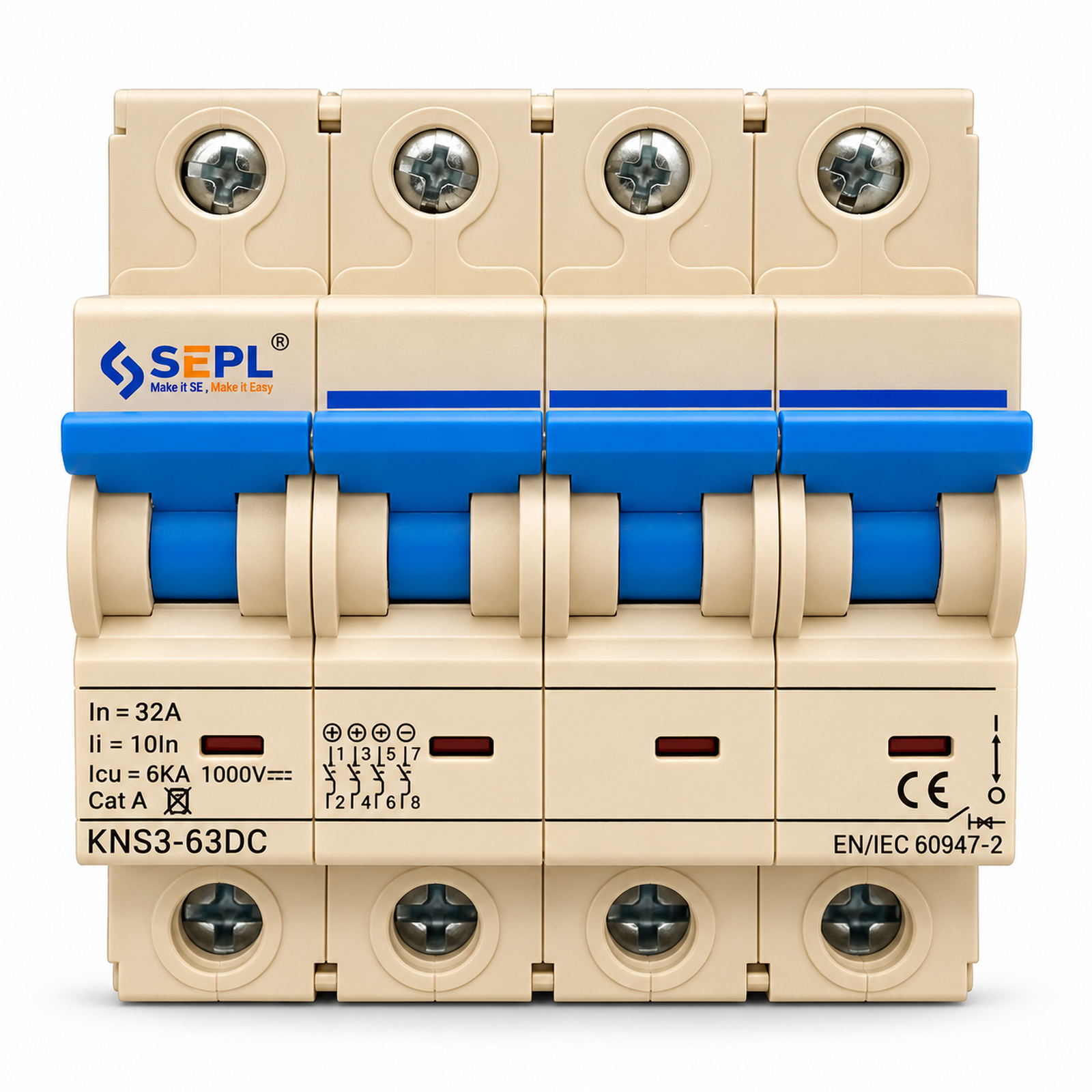 SEPL 4P 32A 1000V DC Miniature Circuit Breaker (MCB)