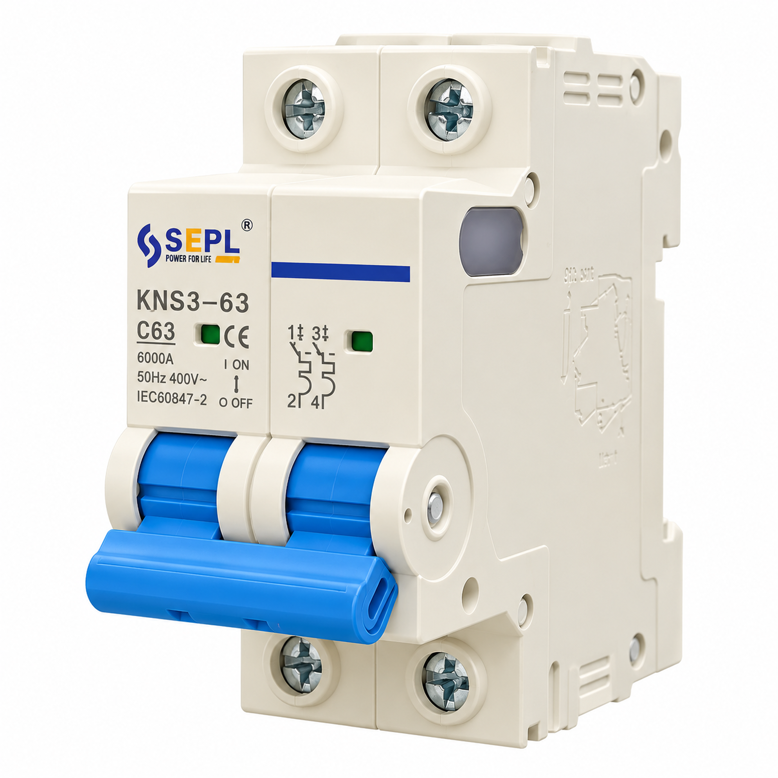 SEPL 2P 63A 400V AC Miniature Circuit Breaker (MCB)