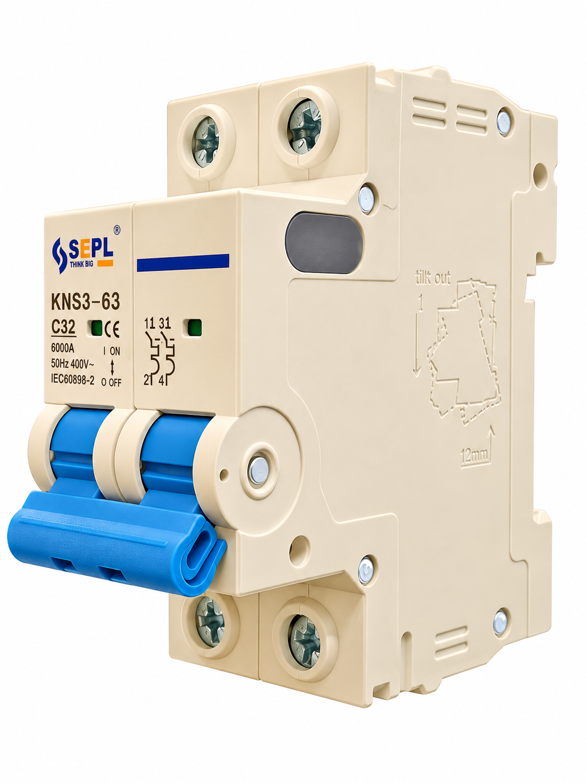 SEPL 2P 32A AC Miniature Circuit Breaker (MCB)