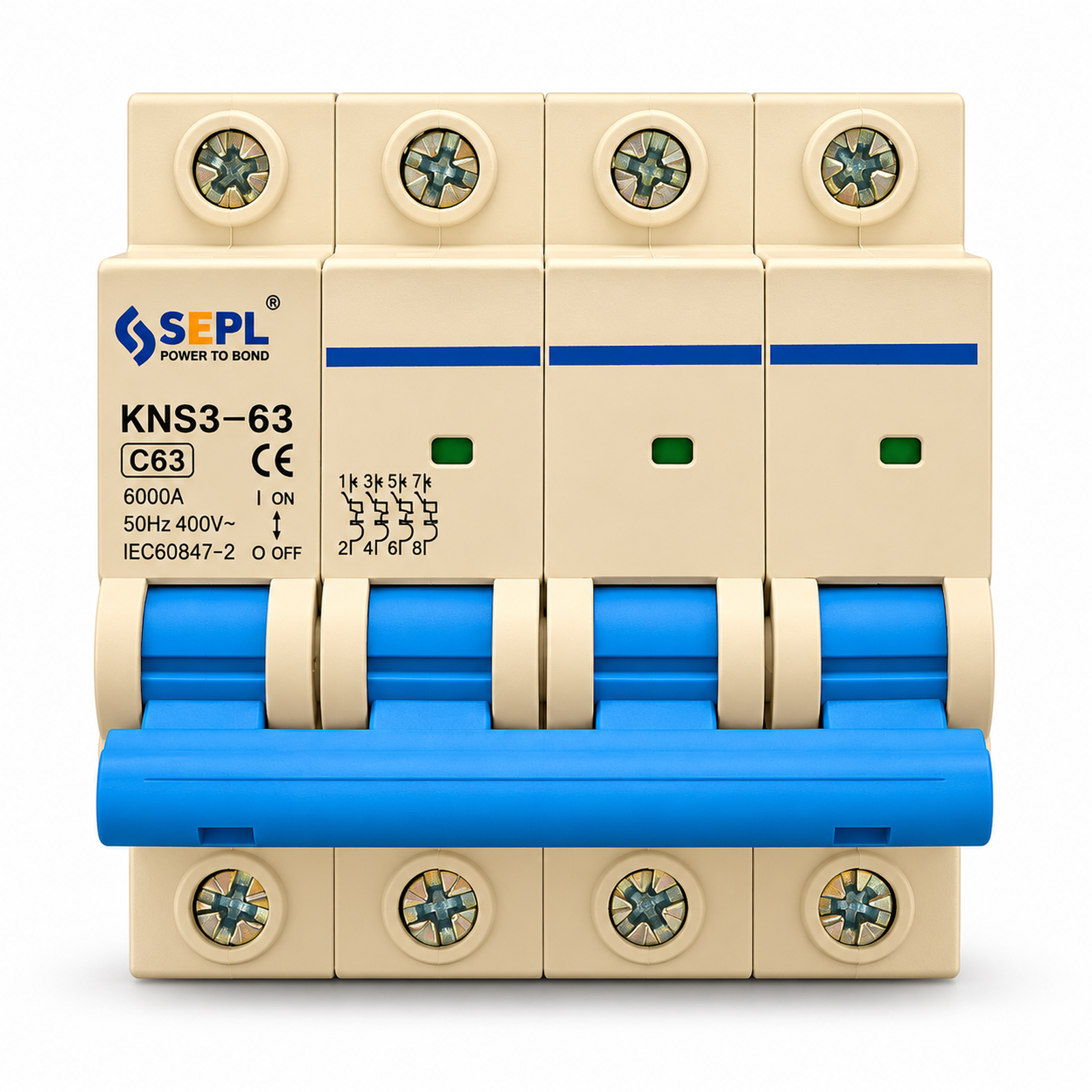 SEPL 4P 63A AC Miniature Circuit Breaker (MCB)